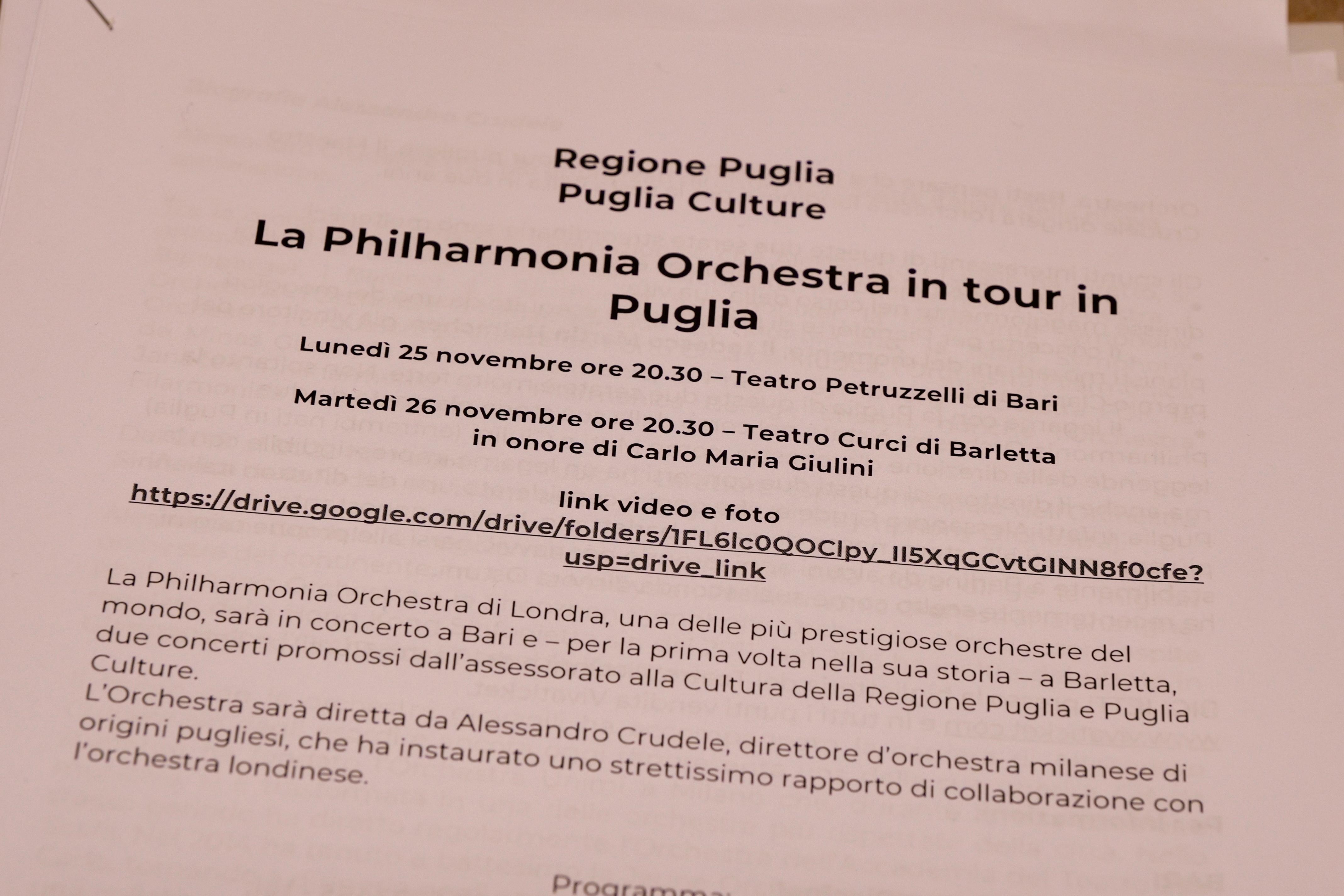 Galleria Presentato questa mattina il tour pugliese della Philharmonia Orchestra di Londra. Esordio al Petruzzelli il 25 novembre; appuntamento al Curci di Barletta il 26 con l’omaggio a Carlo Maria Giulini - Diapositiva 6 di 8